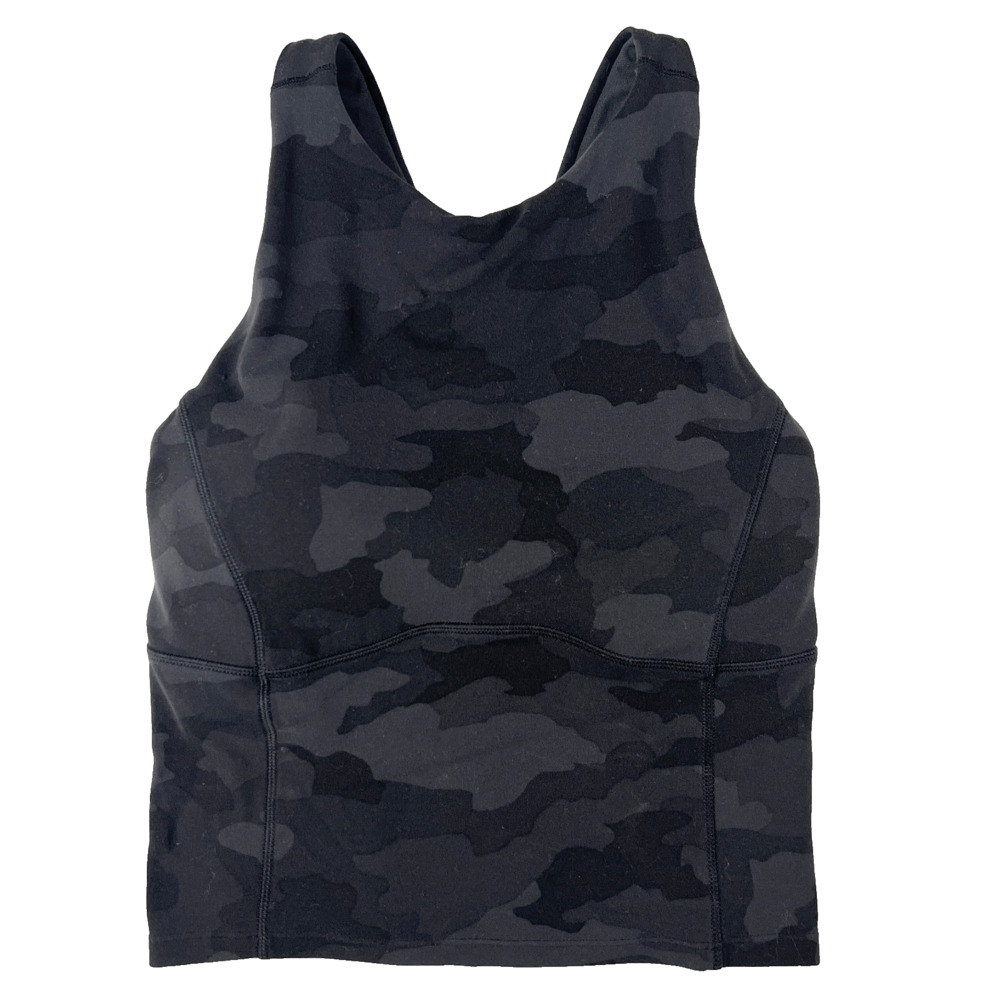 Lululemon Key to Balance Tank 0 W1DAWS Camo Deep Coal Bra Top Nulu Yoga Workout